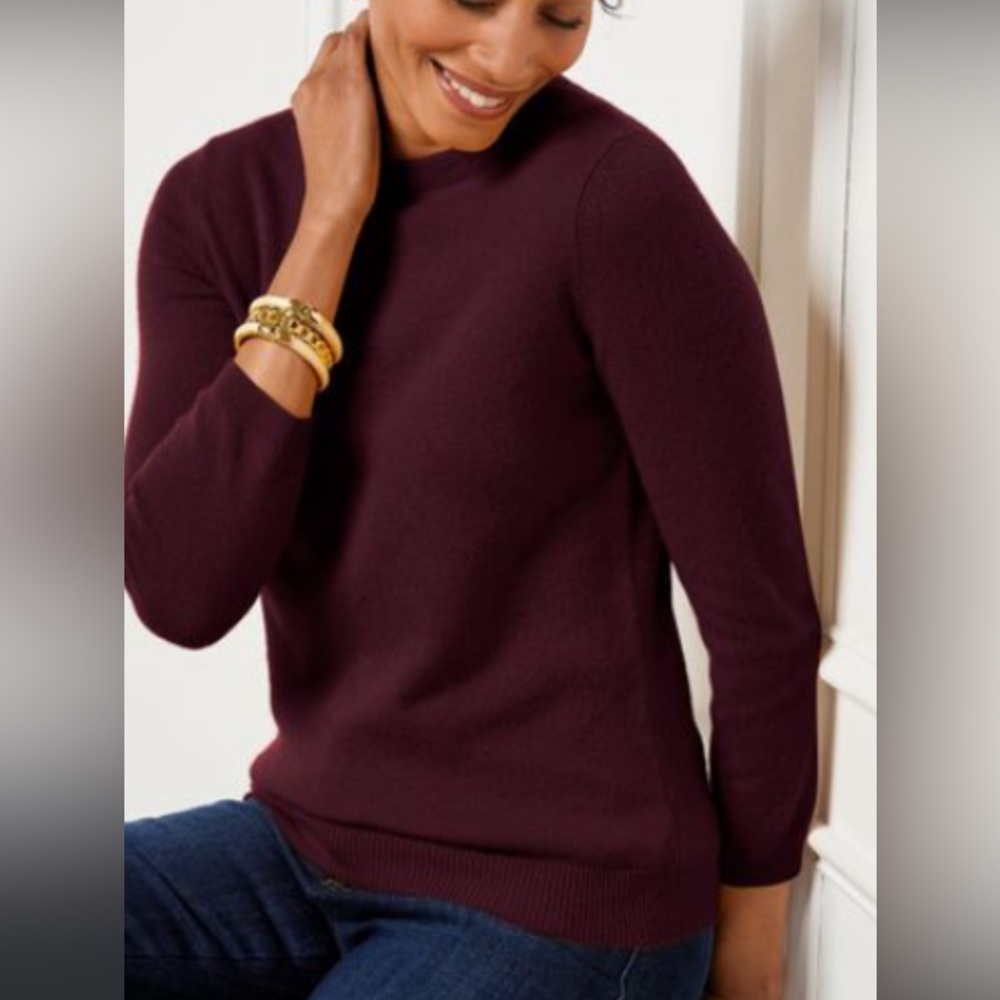 Cashmere Talbots Audrey Sweater Purple Dark Berry Small 05/20